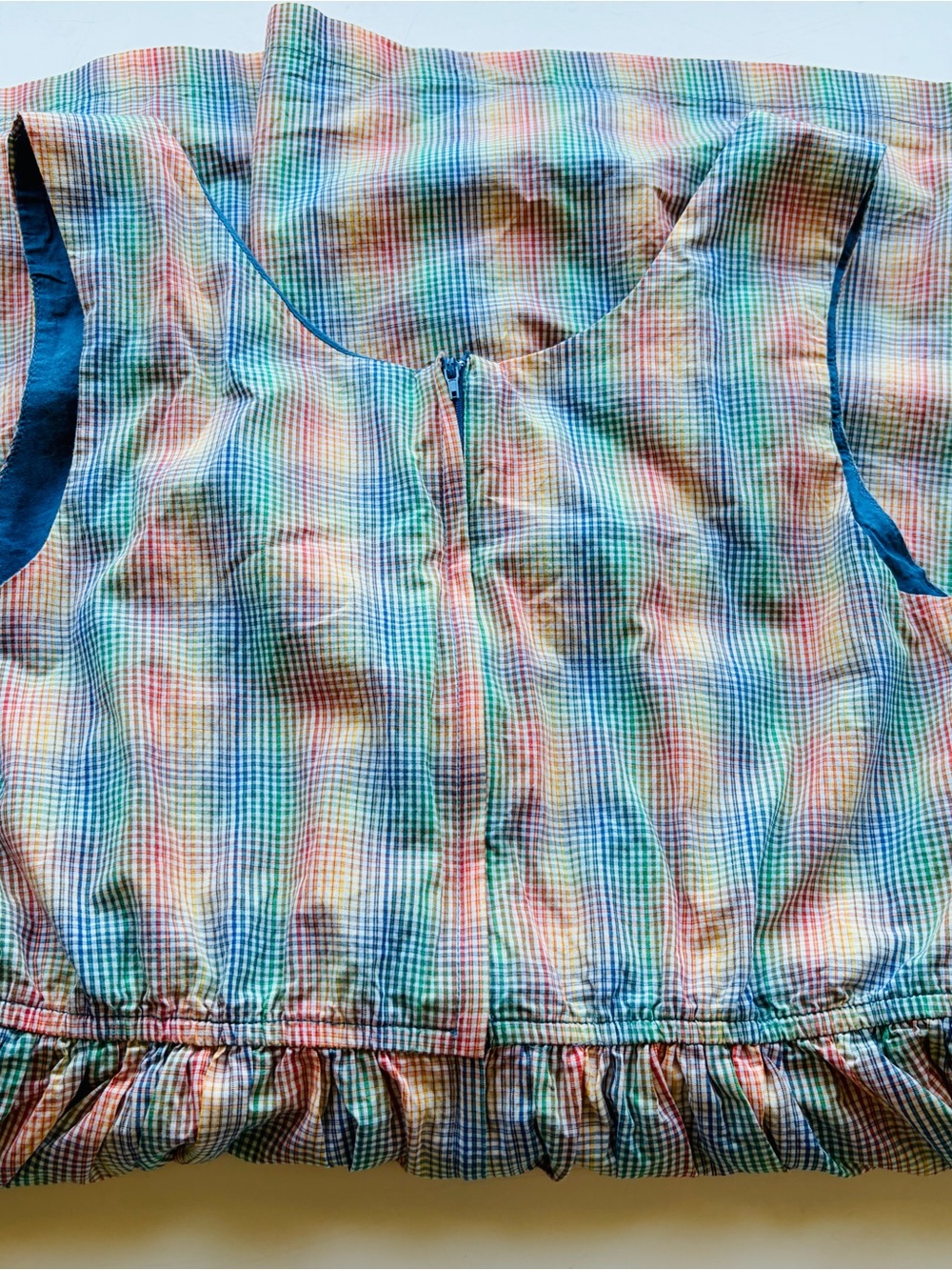 Adorable Modcloth Multicolor Rainbow Checkered Plaid Cotton Dress! Like New! - Picture 12 of 14